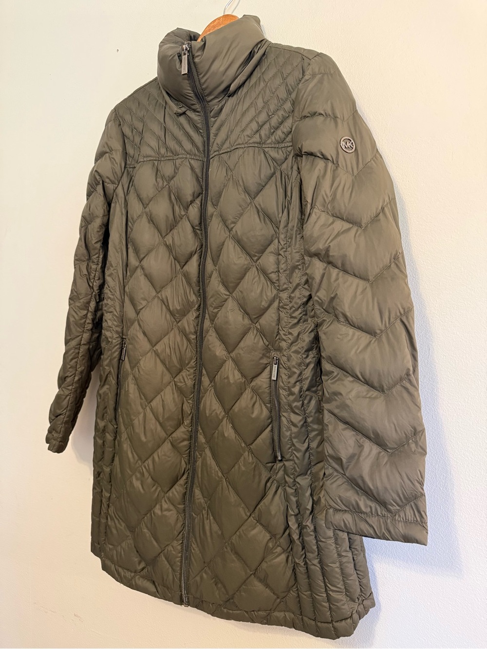 Michael Kors MK Womens Packable Puffer Olive DOWN Fill Jacket Warm Coat M
